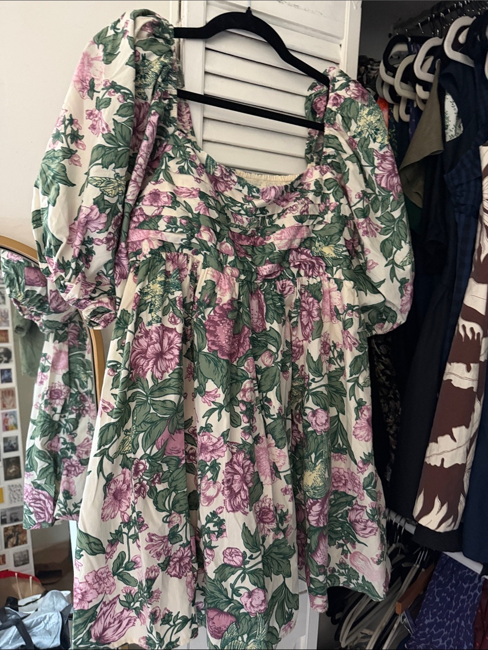 Abercrombie & Fitch Emerson Puff Sleeve Square Neck Mini Dress Floral Large - Picture 3 of 6
